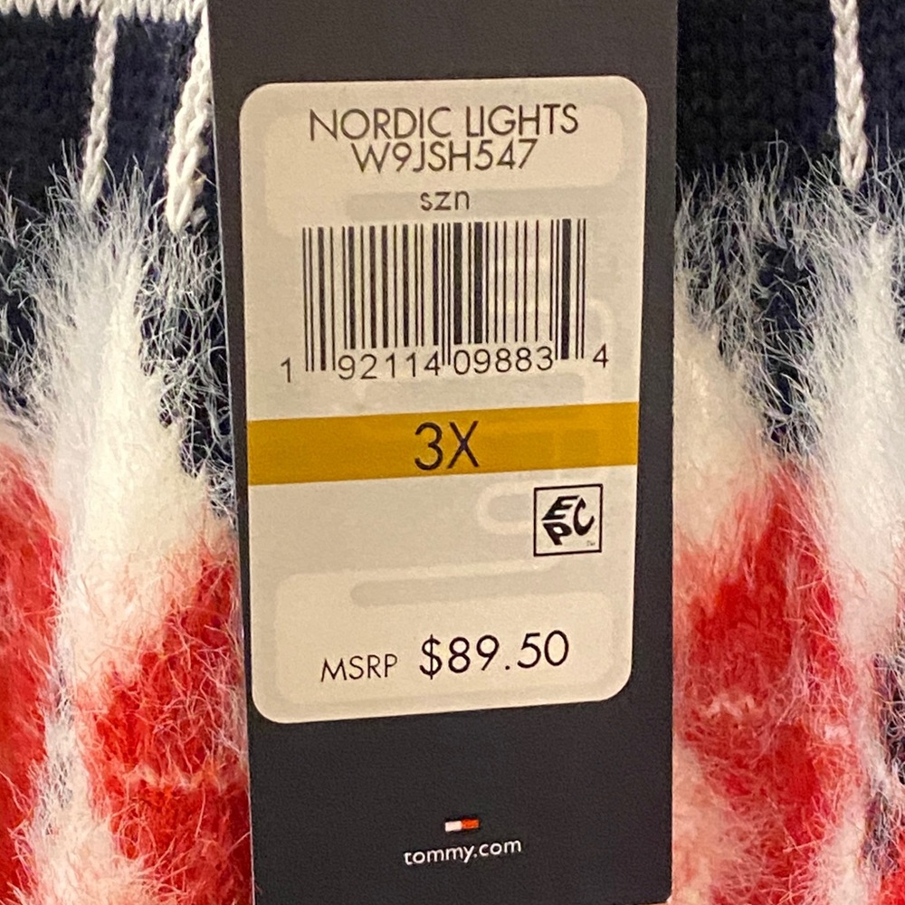 NWT Tommy Hilfiger Navy & Red Patterned Sweater 3X - Picture 6 of 11